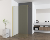 Душевая перегородка Walk-In VSW-7HS100GWG, 1000*2000, браш.золото, стекло ламинир. с золотыми нитями - Gidratop.ru изображение